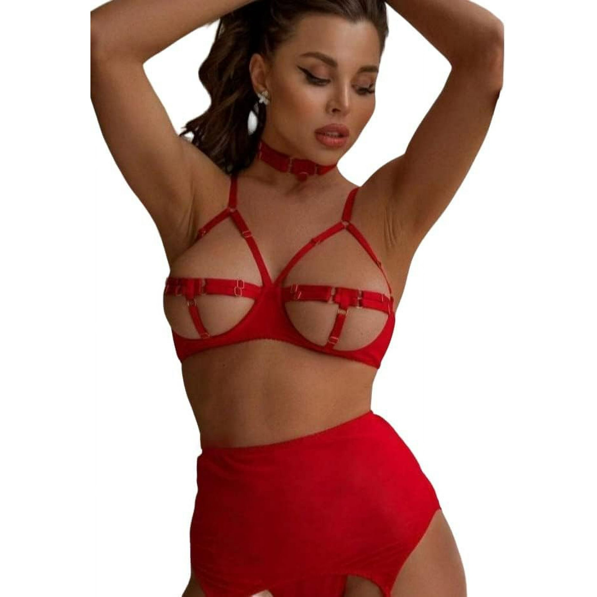 N Flame 4 Piece Red Sexy Lingerie Set Womens Underwear Kinky Lingerie -  Mesh Lace Transparent Bra Sexy Panties Erotic Red Small - Walmart.ca