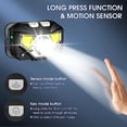 thumbnail image 3 of Pack de 2 Frontales LED Recargables con Sensor de Movimiento Luz Blanca y Roja 8 Modos Impermeables Ultraligeros para Camping Running Pesca y Senderismo, 3 of 6