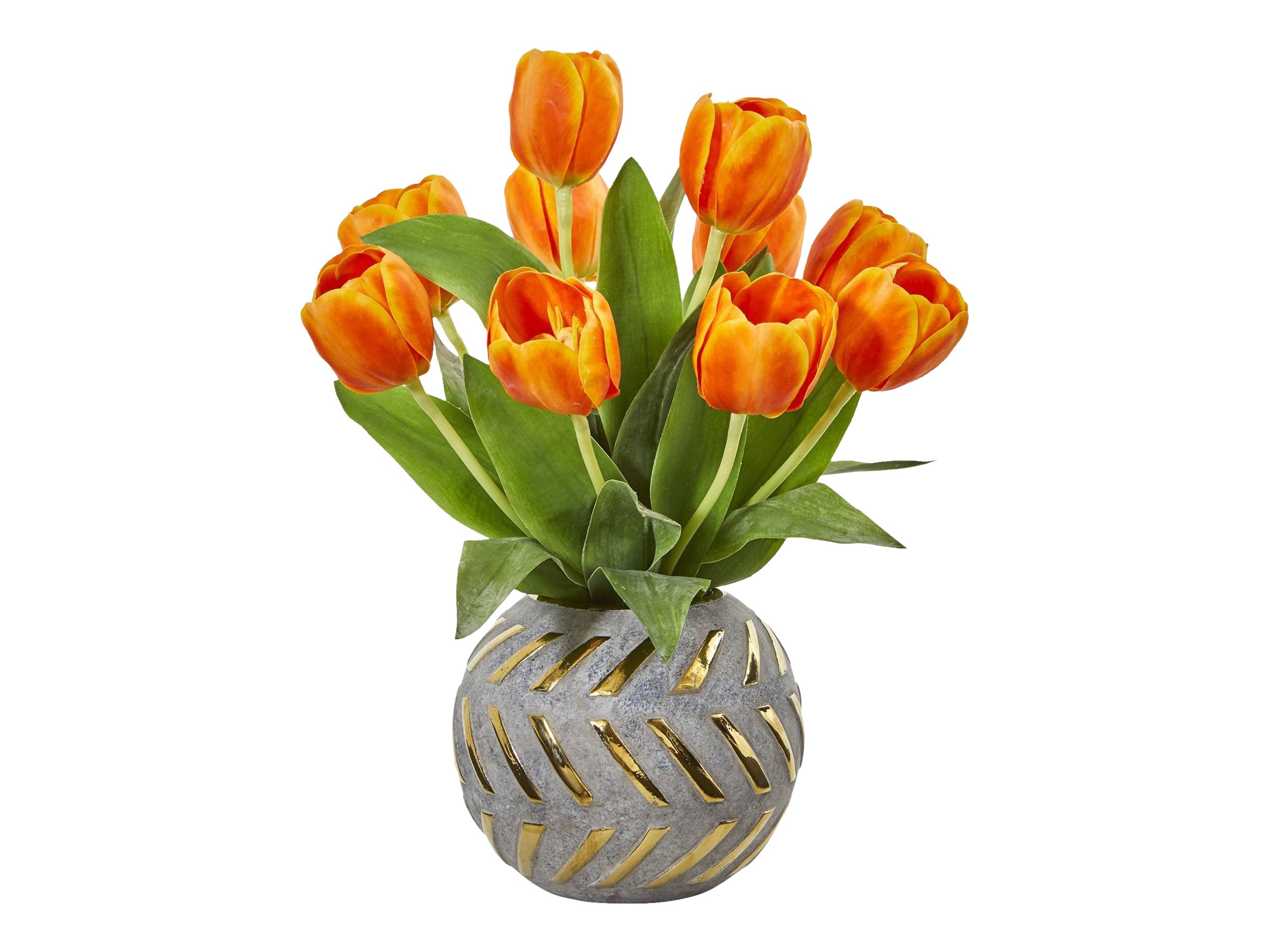 Nearly Natural Tulip Artificial flower arrangement orange Walmart