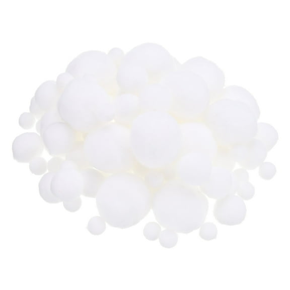 Uxcell Assorted Size Pom Poms for Crafts, 130Pcs Pom Pom Balls, White