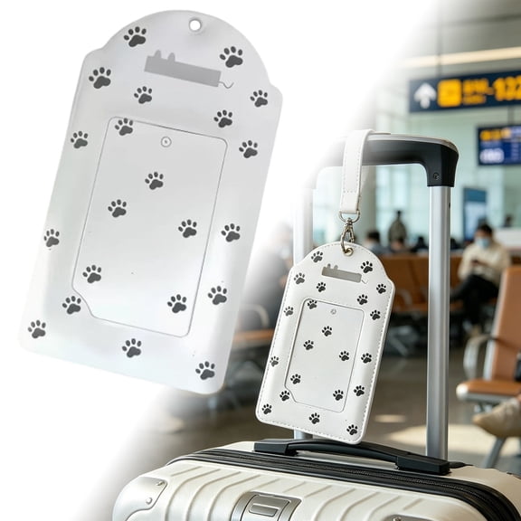 5.5" Paw Print ID Card Holder, Clear Badge Protector with Clip for Work, School & Travel(White)