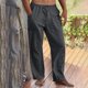 thumbnail image 5 of Pantalones Casuales de Color Sólido de Verano de Moda Mezcla de Lino de Poliéster para Hombres, 5 of 9
