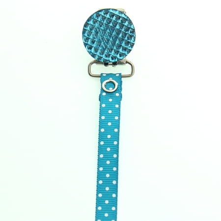 Polka Dot Ribbon Quilted Crystal Pacifier Clip
