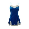 thumbnail image 4 of MSJUHEG Pajama Sets For Women 2 Piece Pj Sets For Woman Womens Pajamas Silk Pajamas For Women Solid Color Leisure Polyester 1 Nightgown Sleepwear Sets Scoop Neck Sleeveless Blue L, 4 of 9