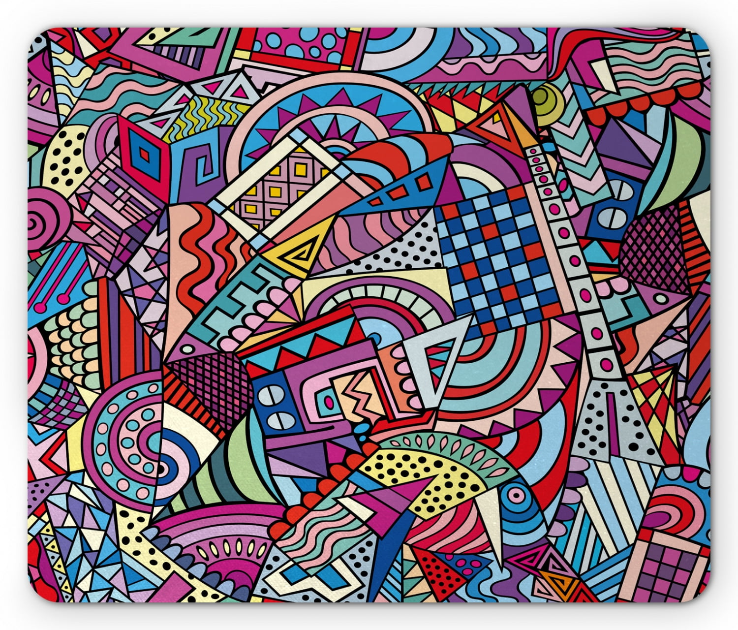 Psychedelic Mouse Pad, Colorful Funky Art 90's Stained Glass Style