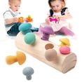 thumbnail image 3 of Juguetes educativos, bloques de arcoíris de madera, juego de recolección de hongos, juguetes de ensamblaje a juego, juguetes de agarre elaborados con cuidado, 3 of 8