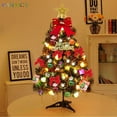thumbnail image 2 of BadPiggies 24" Pre-Lit Tabletop Artificial Christmas Tree with 20 LED Lights, Mini Green Pine Xmas Tree with Hanging Ornaments Decor, 2 of 9