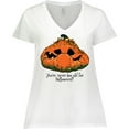 thumbnail image 3 of Inktastic Never Too Old for Halloween Pumpkin Women's Plus Size V-Neck T-Shirt, 3 of 5