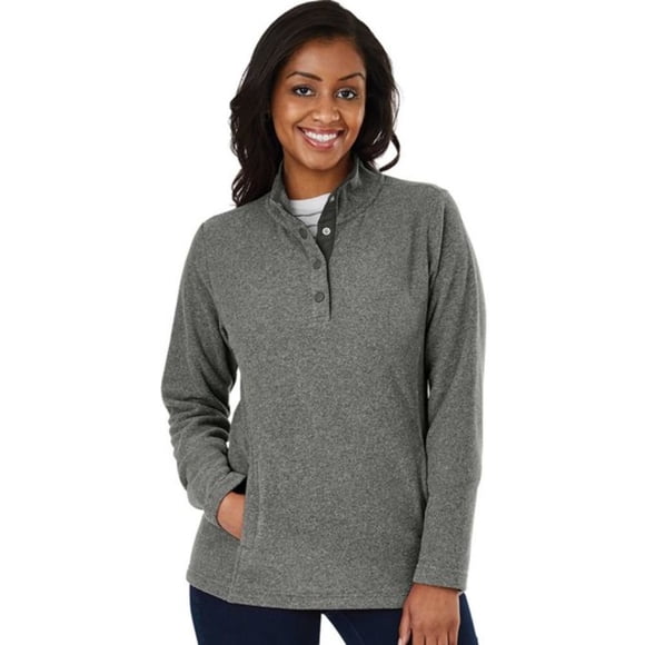 Charles River Apparel Women's Bayview Fleece, Steel Heather/Charcoal, XXL