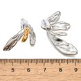 thumbnail image 5 of 304 Stainless Steel Two-tone Stud Earrings for Women Real 18K Gold Plated Left and Right Petal earring 1: 13x22mm earring 2: 17x32mm, 5 of 5