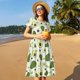 thumbnail image 4 of Easygdp Green Avocado para Vestido Transpirable de Mujer, Vestido Suelto de Manga Corta con Pliegues y Bolsillos para el Verano, 4 of 6