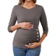 thumbnail image 1 of BLUSA DE V CUELLO PARA MUJERES INSPIRE CHIC, CAMISAS DE LACTANCIA DE MANGA 3/4, TEJIDO RIBETEADO SÓLIDO CON BOTONES DECORATIVOS, TOPS MATERNIDAD ARRUGADOS, COLOR MARRÓN MEDIO, 1 of 5