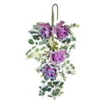 thumbnail image 3 of Corona de lágrima para puerta delantera, adorno de corona de lágrima de primavera, corona para fiesta de boda para sala de estar, decoración de pared Violeta, 3 of 8