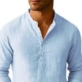 thumbnail image 4 of Kakii Mens Linen Henley Shirts Long Sleeve Hippie Yoga Summer Beach Casual Henleys T-Shirt, 4 of 5