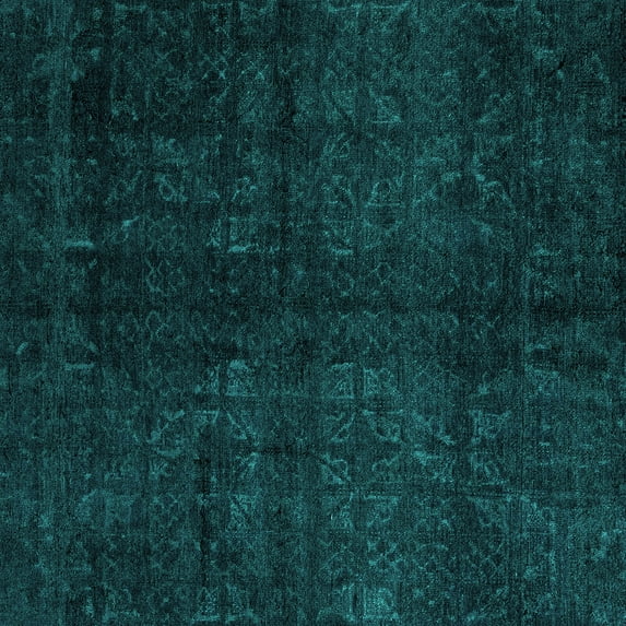Ahgly Company Indoor Square Abstract Turquoise Blue Modern Area Rugs, 4' Square