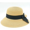 thumbnail image 3 of Sombrero de paja para mujer, plegable, de ala ancha, plegable, con protección solar UPF 50, color beige, 3 of 3