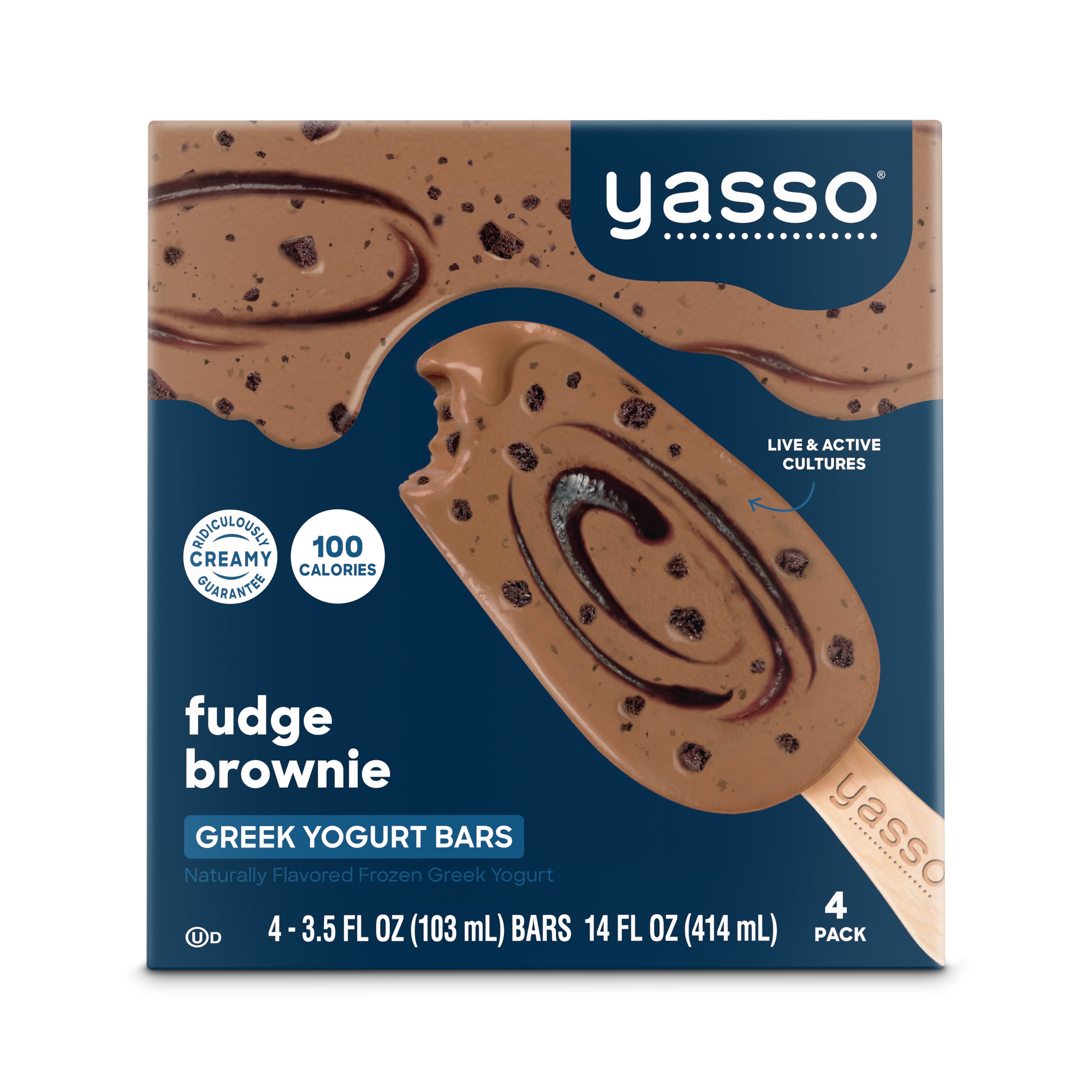 Yasso Fudge Brownie Greek Yogurt Bars, 3.5 fl oz, 4 count