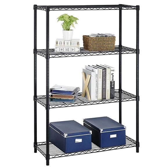 FDW 4 Tier Wire Shelving Unit Wire Shelf Storage Shelves Metal Organizer Rack Adjustable Heavy Duty for Restaurant Bathroom Kitchen 54"x36"x14",Black