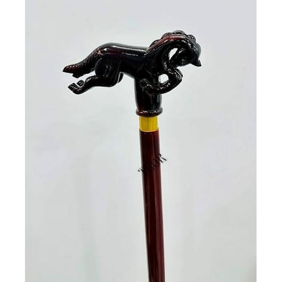 Wooden Walking Stick Horse Design Handcrafted Carved Walking Stick Running Horse Walk Support Costume Cane Best Gift for Your Family and Friends