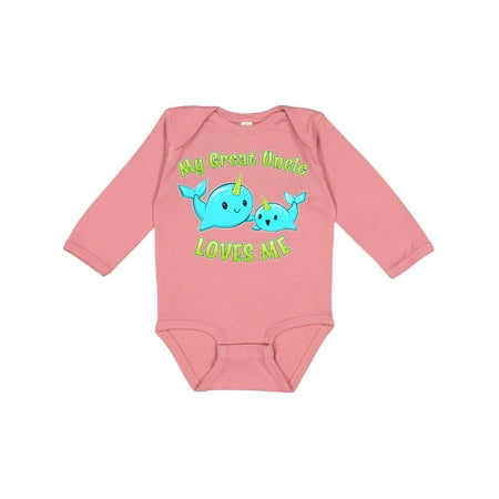 

Inktastic My Great Uncle Loves Me- Cute Narwhal Gift Baby Boy or Baby Girl Long Sleeve Bodysuit