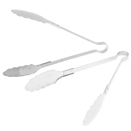 2 Pcs Kitchen Party Salad Grilling Turner Stainless Steel Food Tong