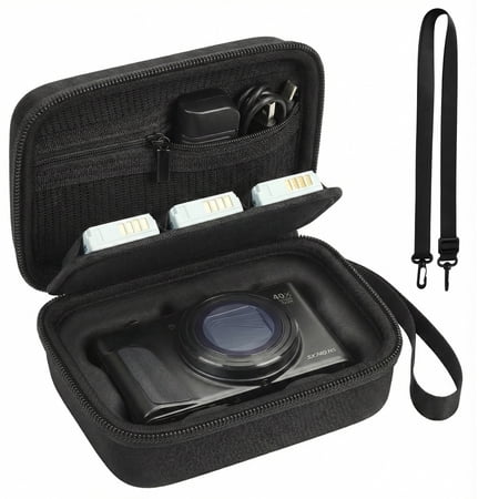 GWCASE Camera Case for Canon PowerShot G7X Mark II/ SX740 HS Digital 4K Vlogging Camera，Video Camera Storage Holder with Shoulder Strap,Fit USB Cable,SD Card,Batteries-Black (Case Only)