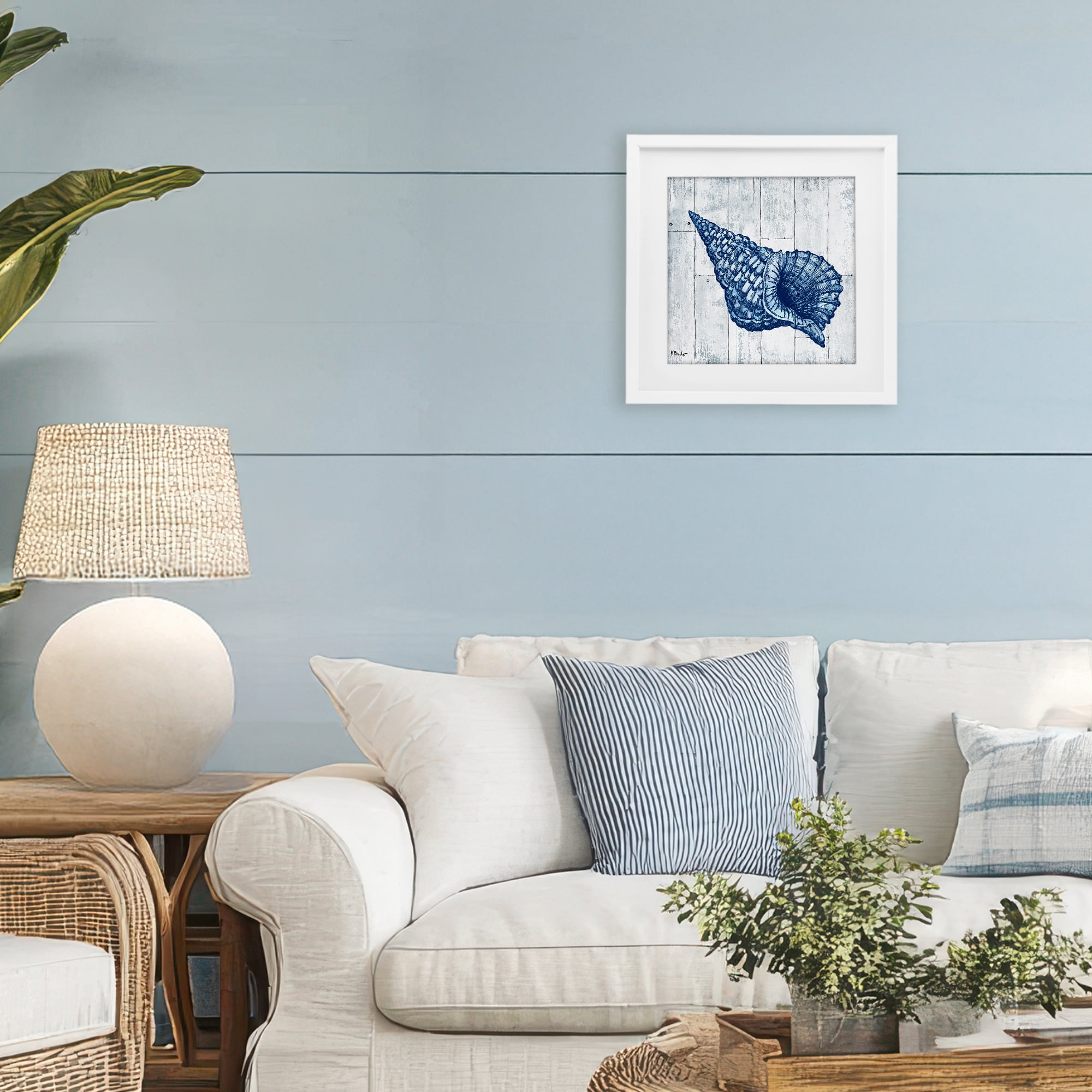 Stupell Industries Coastal Timberland Conch White Framed Print Under Glass, design by Paul Brent