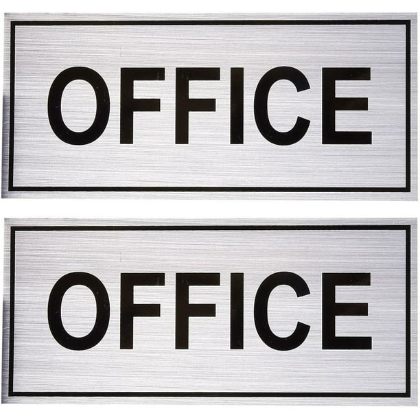 2-Pack Office Signs - Office Wall Plates, Self-Adhesive Aluminum Office  Signage for Wall or Door, Silver  x  inches 