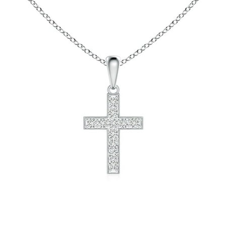 Dangling Cross Pendant - Valentine Jewelry gift - Dangling Diamond Cross Pendant in 14K White Gold (1.7mm Diamond) - SP0796D-WG-HSI2-1.7