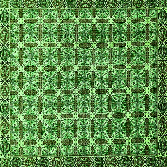 Ahgly Company Indoor Square Abstract Green Modern Area Rugs, 3' Square