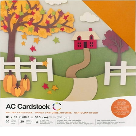 American Crafts Variety Pack Autumn 60 Sheets of 12 x 12 Inch Cardstock, Assorted