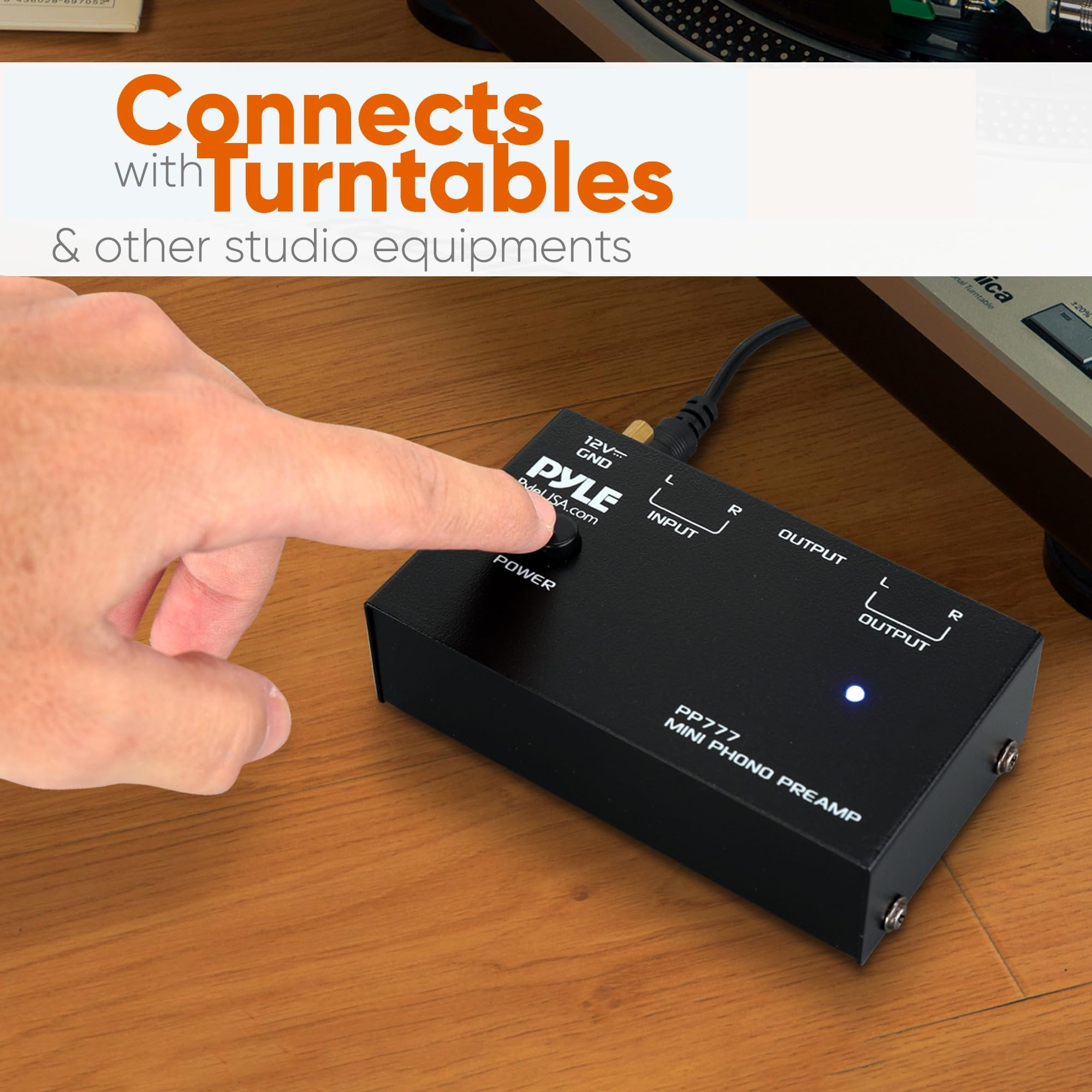 Phono Turntable Preamp, Mini Electronic Audio Stereo Phonograph Preamplifier with RCA Input, RCA Output And Low Noise Operation, Powered by 12 Volt DC Adapter, Improves Sound Performance