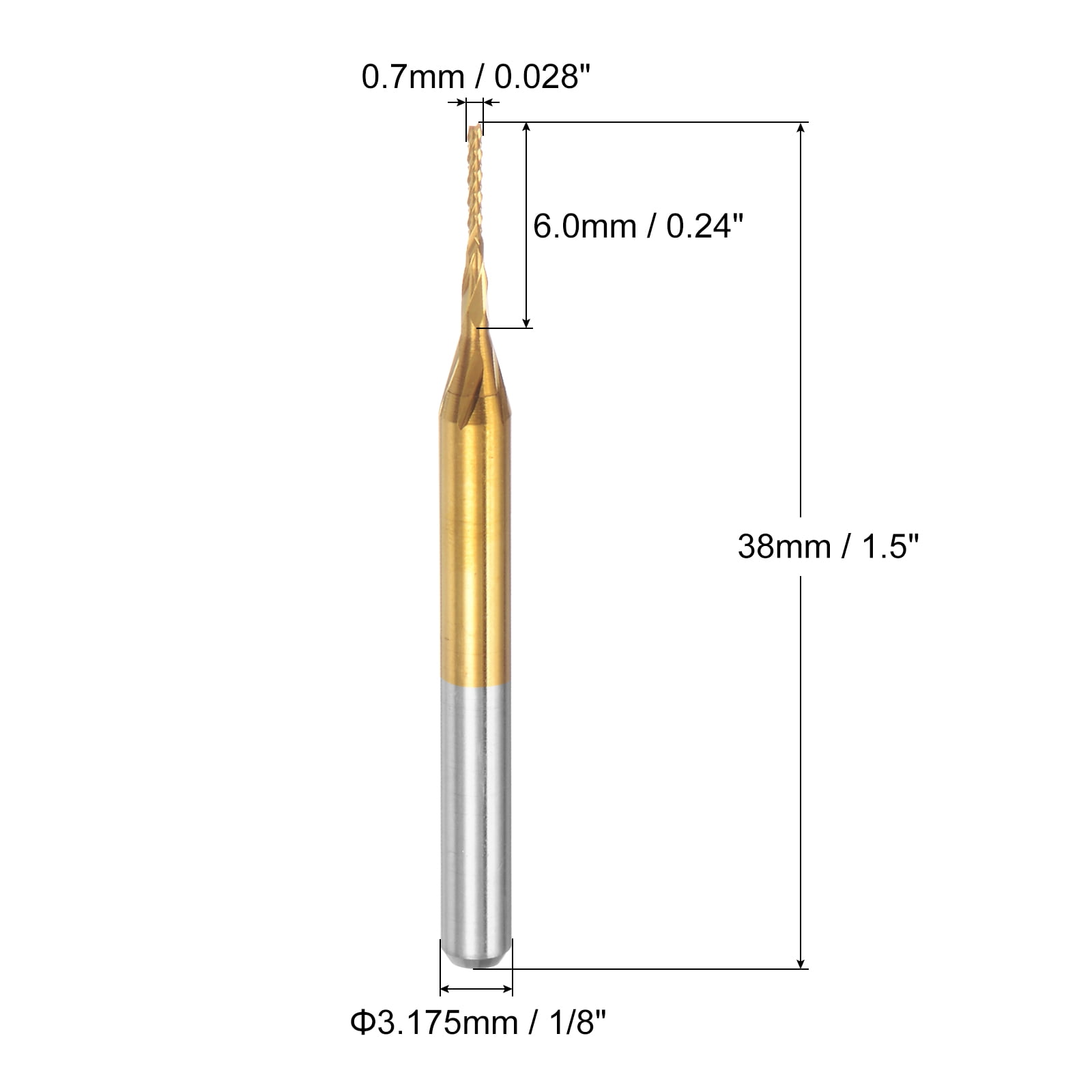 Uxcell  0.028'' Coat Carbide End Mill Engraving Milling Cutter CNC Router Bits Titanium Silver Tone 10Pcs