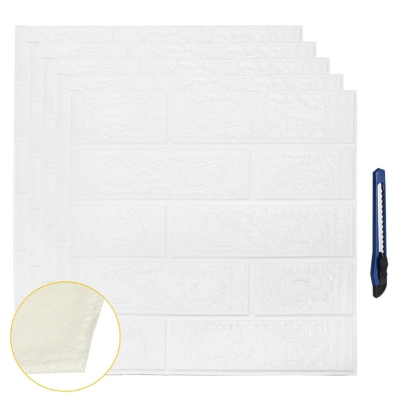 Unique Bargains 3D Wall Panels Peel and Stick,  30PCS  Wallpaper for Bedroom Faux Stone Wall Panel Self-Adhesive Wallpaper (White)