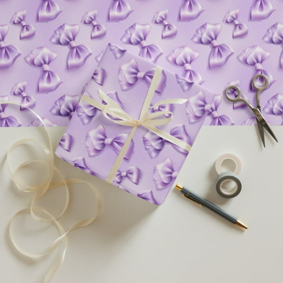 Purple Ribbon Christmas Gift Wrapping paper sheets