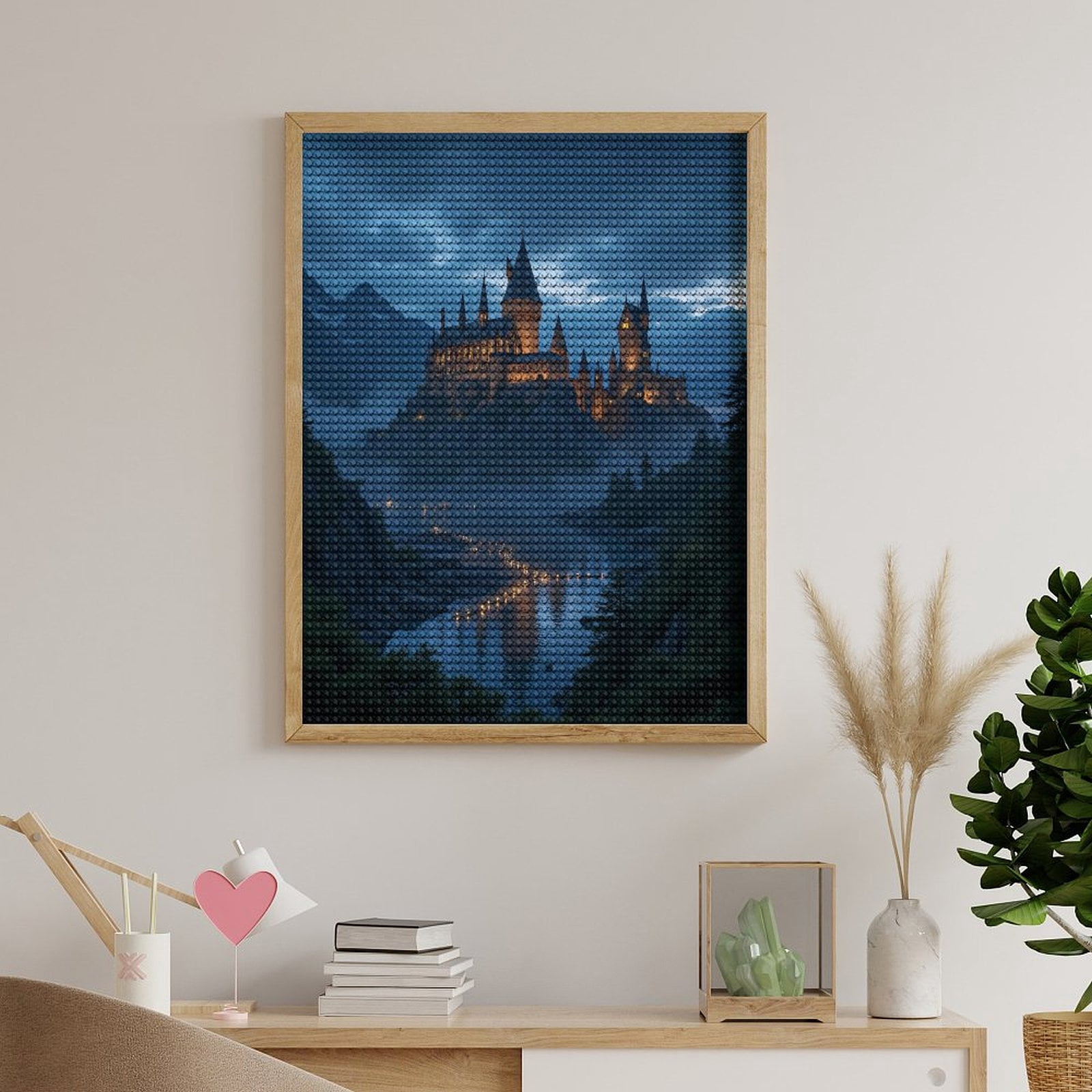 Diamond Art Kits for Adults, Castle Night Lights Reflection 5D Diamond Painting Kits for Adults Beginners, DIY Full Drill Diamond Painting, Gem Art and Crafts 12x16