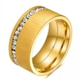 thumbnail image 6 of 10mm Band Women's AAA CZ Stainless Steel Silver/Gold Sand Face Ring Size 6 7 8 9, 6 of 8