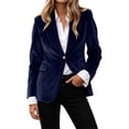 thumbnail image 2 of ClodeEU Women's Lapel Single Button Long Sleeve Velvet Blazer,Casual Slim Fit Work Office Suit Jacket ,Women's Plus L, 2 of 5