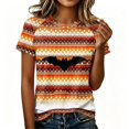 thumbnail image 5 of Womens Short Sleeve Halloween Tops Crewneck Loose Fit Castle Bat Print T Shirts Casual Clothes Gifts, 5 of 7