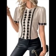 thumbnail image 1 of Blusas de Trabajo para Mujer, con Botones, Larga, Cuello en V, Encaje, Informal, con Botones, Camisas de Moda de Otoño, Color Albaricoque L, 1 of 10