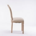 thumbnail image 2 of French Style Solid Wood Frame Antique Painting Linen Fabric Oval Back Dining Chair,Set of 2,Cream, 2 of 8