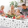 thumbnail image 5 of Sevenstars Christmas Tablecloth Silver Snowflake Tablecloth White Rectangle Table Cover for Dinner Party, 60" x 84", 5 of 8