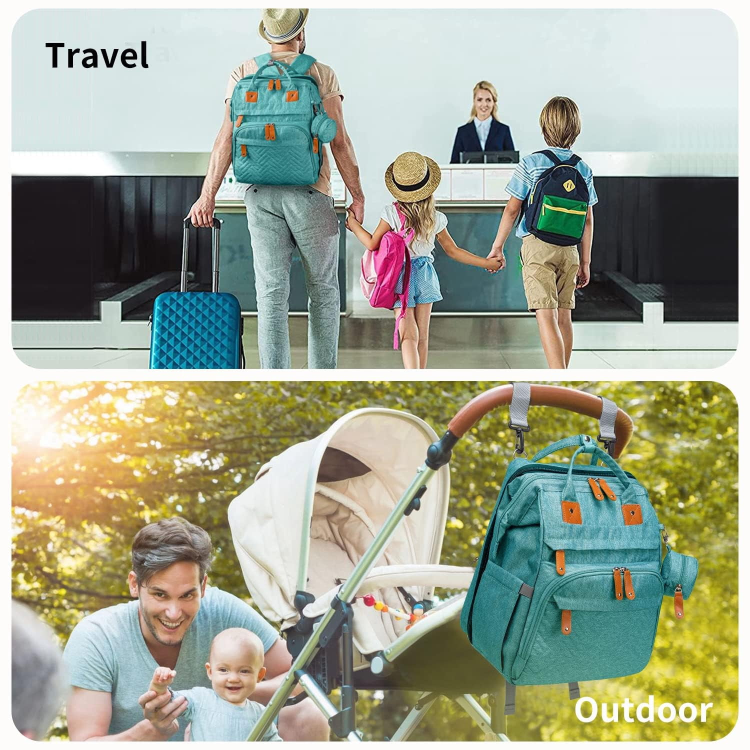 Diaper Bag Backpack with Detachable Changing Station, Large Capacity Baby Diaper Bags for Boys & Girls, Baby Registry Search Stuff & Shower Gifts, Newborn Essentials Must Haves, Lake Blue