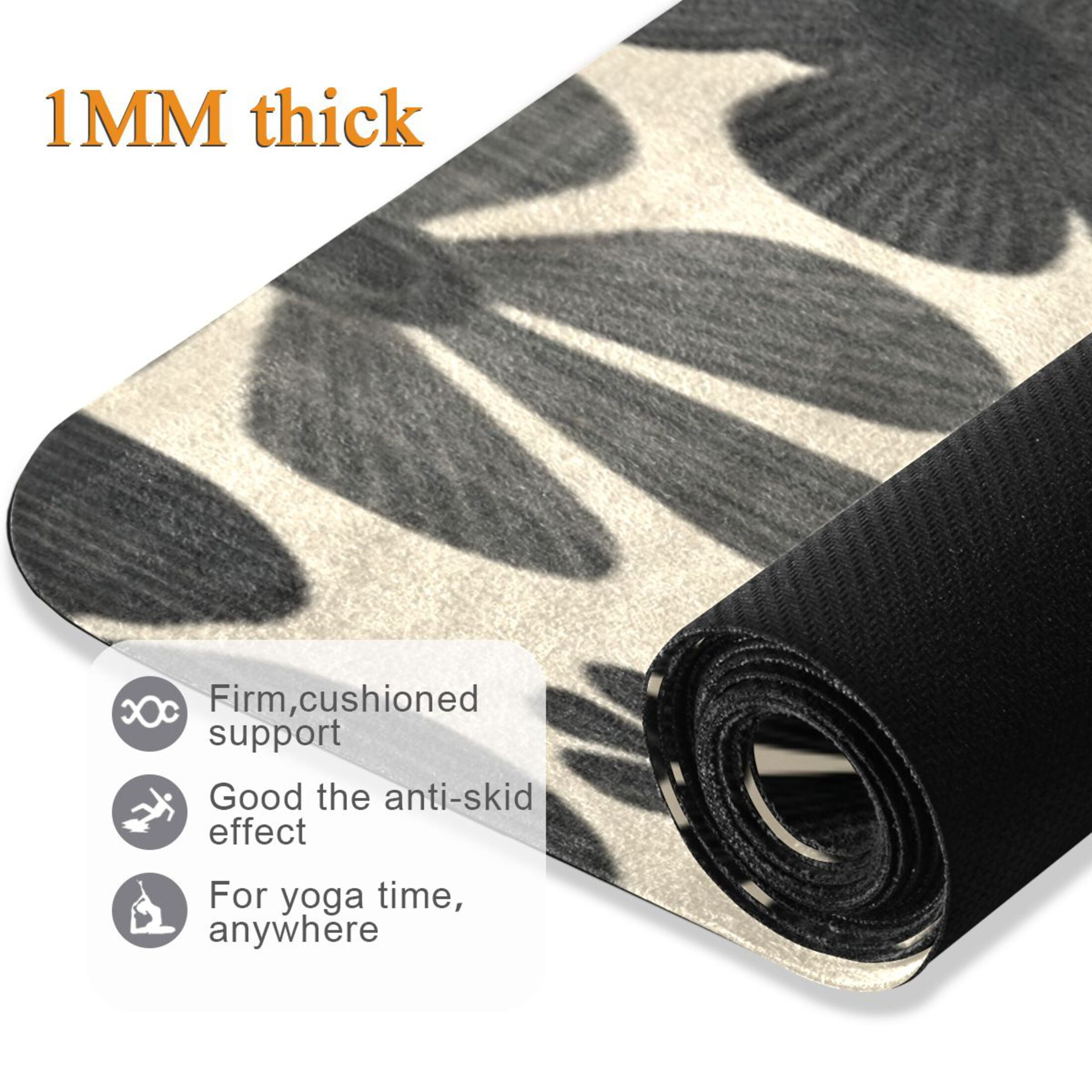 BZSMCE Yoga Mat Women Fitness Mat Vintage Floral Contrast Canvas Pattern