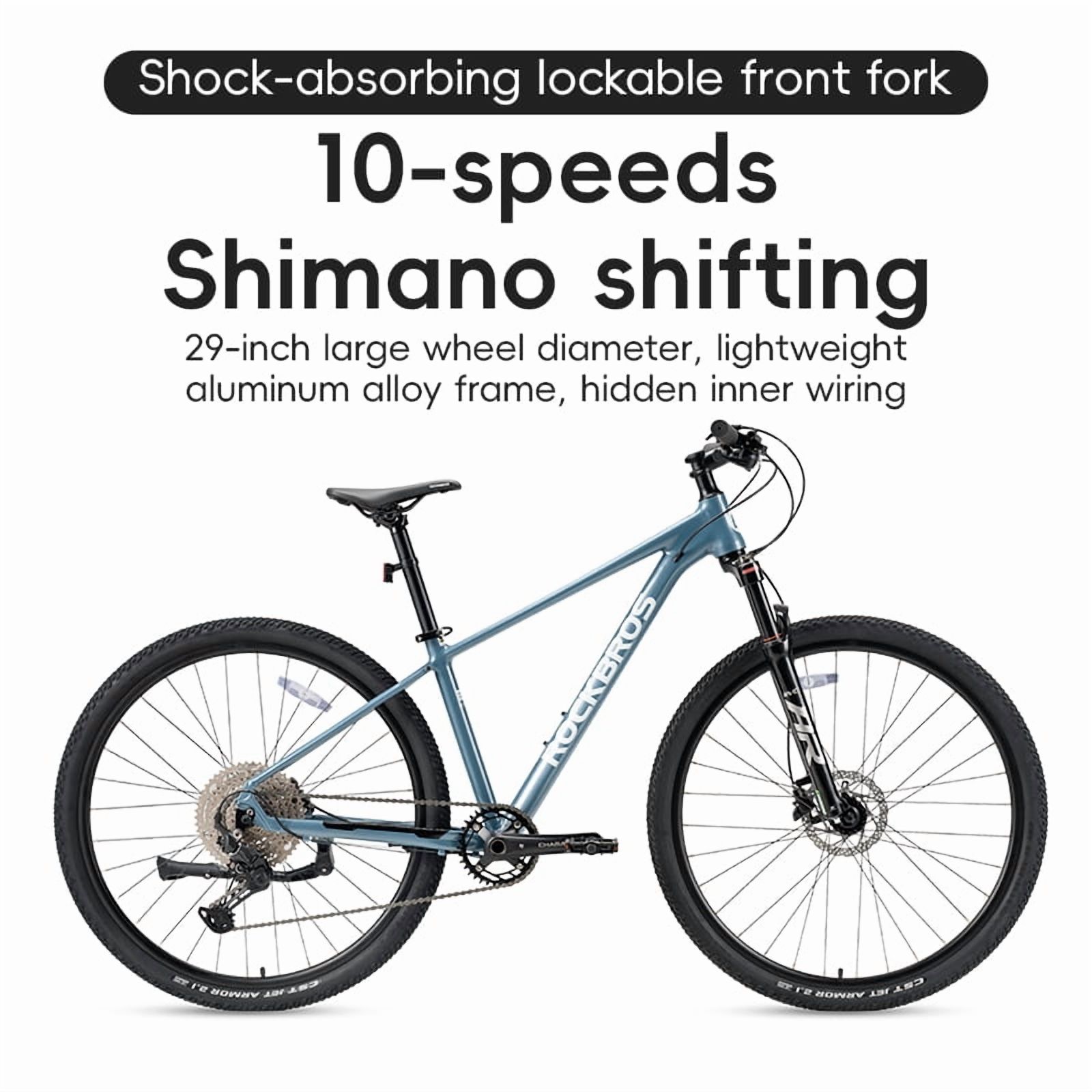 ROCKBROS MT400 Mountain Bike 29-inch Large Wheel 10-speed Shimano Shifting Oil Spring Shork Absorption Front Fork Disc Brake Aluminum Frame MTB Bicycle