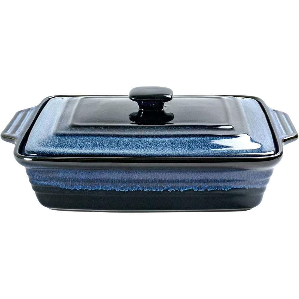 Valentines Day Gifts Casserole Pan with Lid Blue Ceramic Lasagna Pan