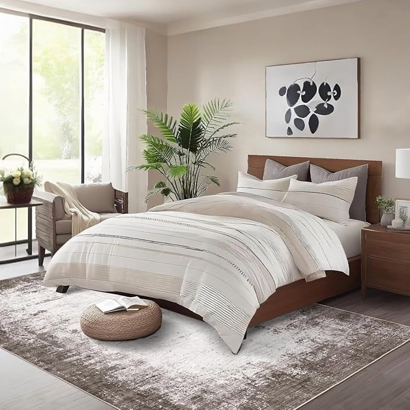 Abstract Area Rugs 6x9 Ultra-Soft Modern Indoor Carpet, Stain-Resistant Neutral Floor Cover, Non-Slip Distressed Throw Rug, Easy Cleaning, Perfect for Living Room, Office,Brown