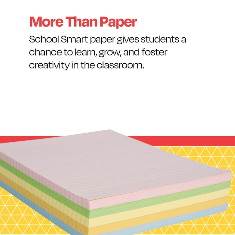 School Smart Colored Lined Paper, Letter Size, 500 Sheets, Assorted Colors
