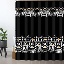 Western Aztec Shower Curtain Black Boho Vintage Shower Curtain with 12 Hooks Abstract Geometric Pattern Southwest Aztec Waterproof Fabric Shower Curtain for Bath Decor (black, 72''''x 72'''')