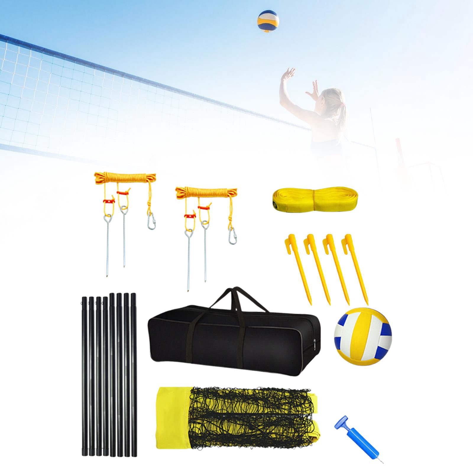 DimyFew Volleyball Set Adjustable Poles Carrying Bag Pump Portable Volleyball Net System